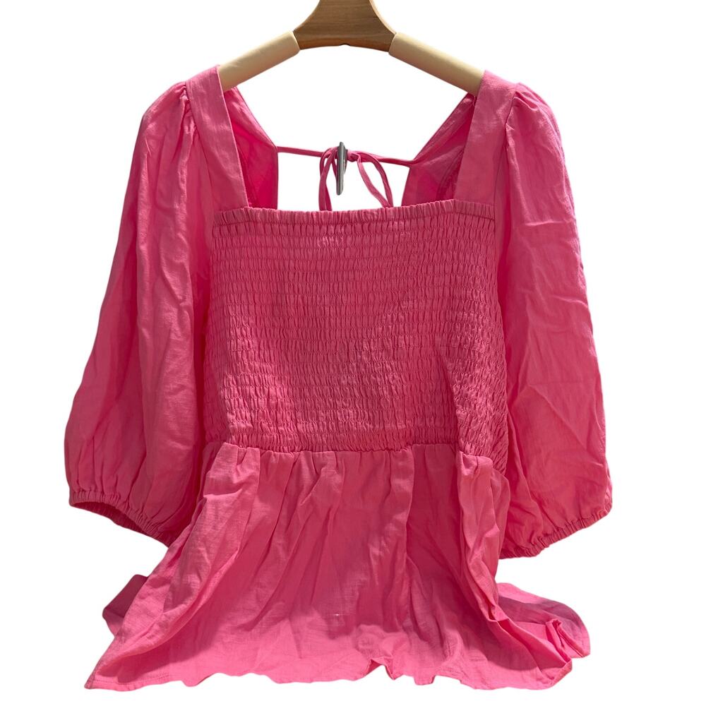 Ava & Viv Women's Plus Size Pink Puff Elbow Sleeve Peplum Shirt - Size 2X - NWT